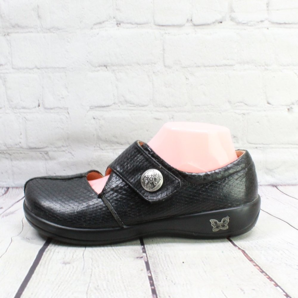 ALEGRIA Kaitlyn Black Snake Skin Texture Embossed Shoes US 9.5-10 / 40 - Picture 2 of 9